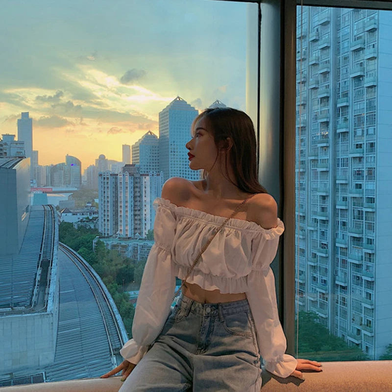 Women's Puff Sleeve Crop Top