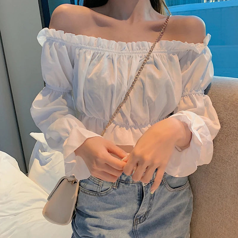 Women's Puff Sleeve Crop Top