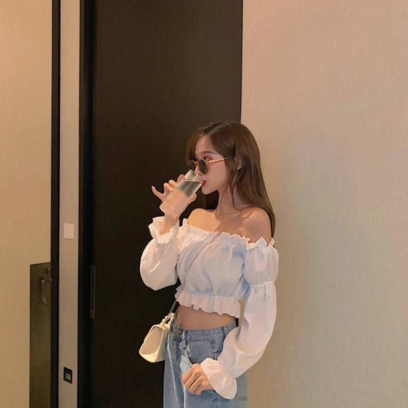 Women's Puff Sleeve Crop Top