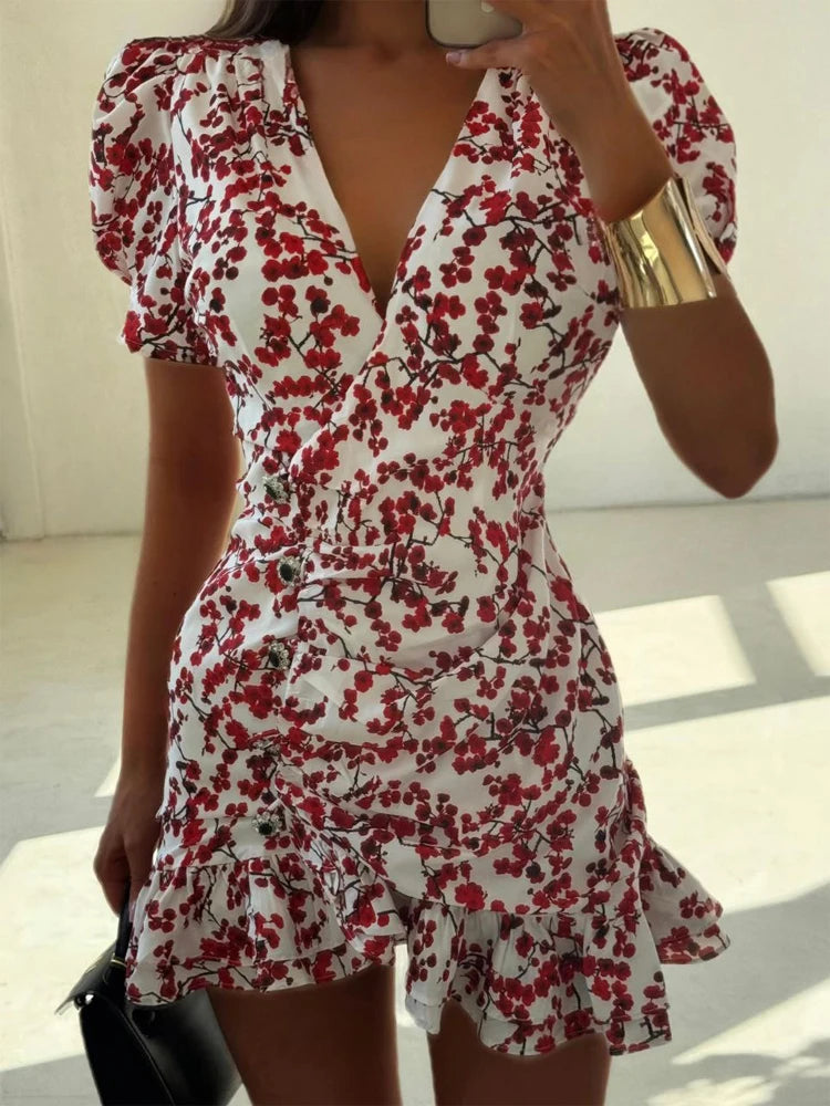 Women's Floral Bodycon Mini Dress