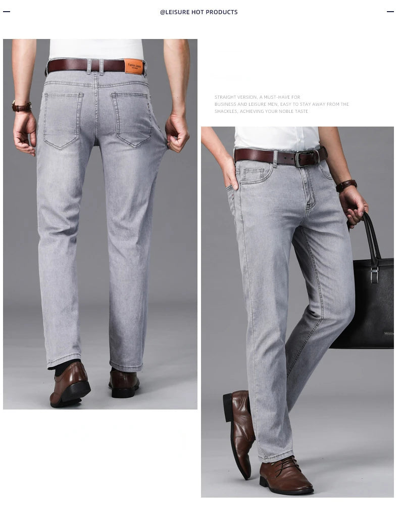 Men's Light Grey Straight Jeans