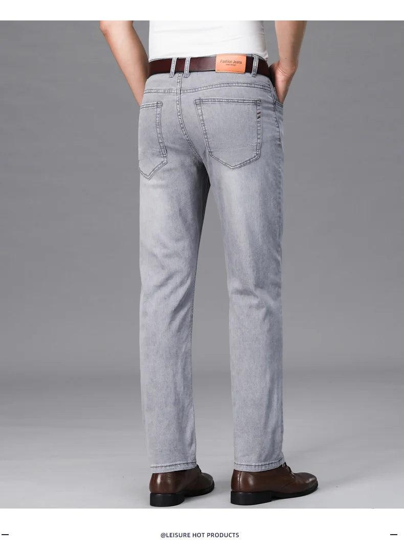 Men's Light Grey Straight Jeans