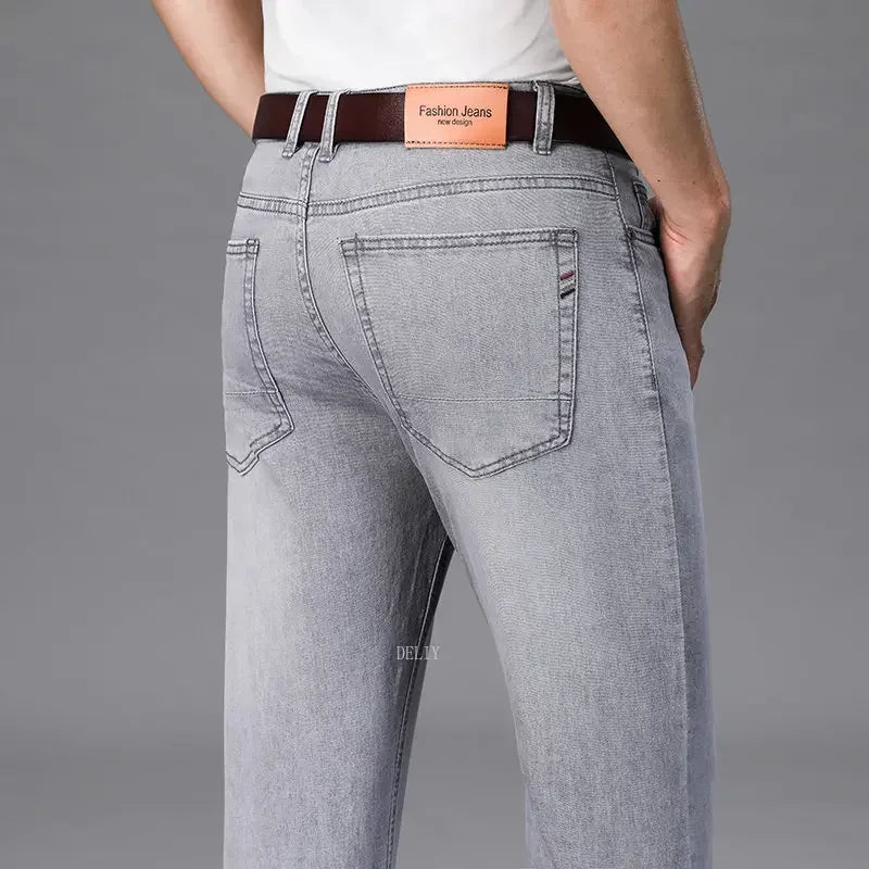 Men's Light Grey Straight Jeans