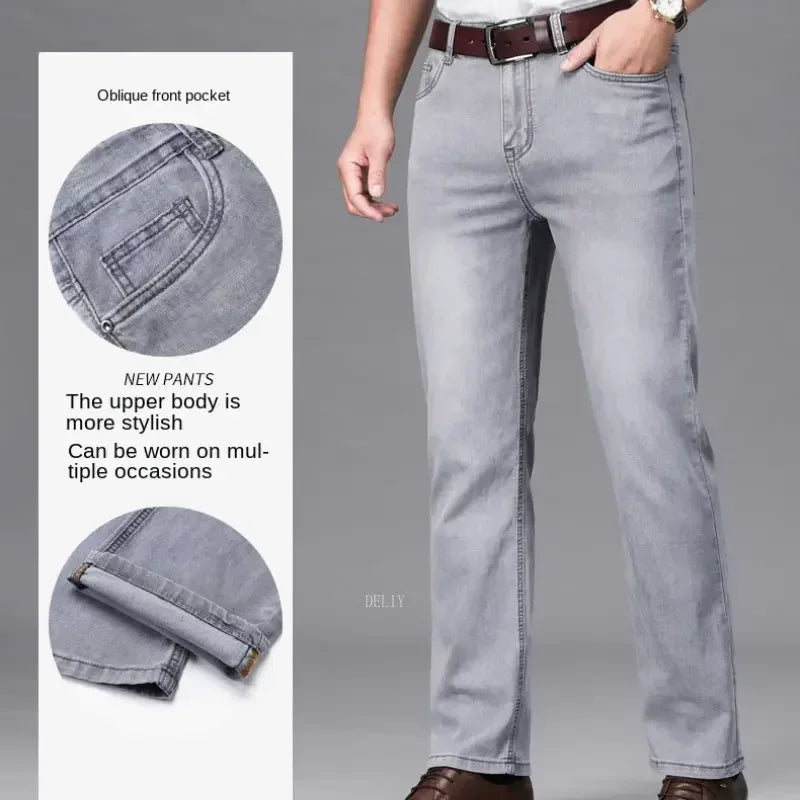 Men's Light Grey Straight Jeans