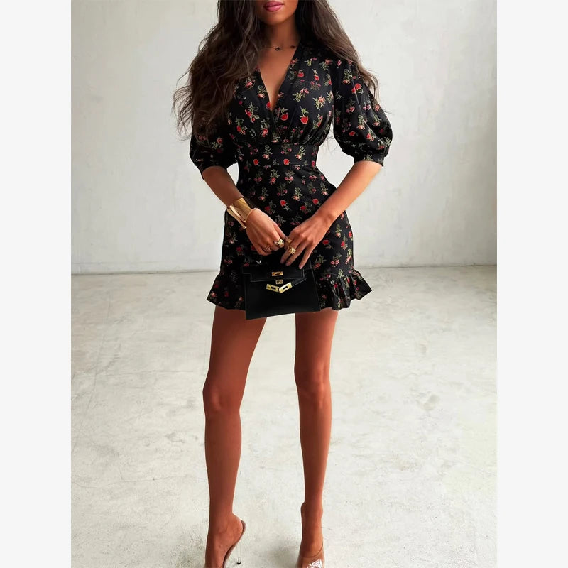 Women's Floral Bodycon Mini Dress