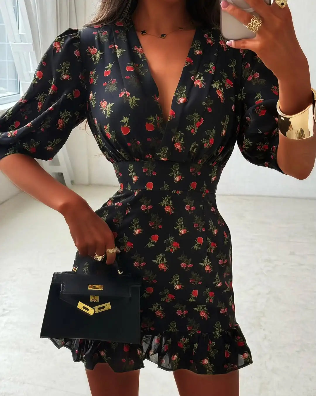 Women's Floral Bodycon Mini Dress