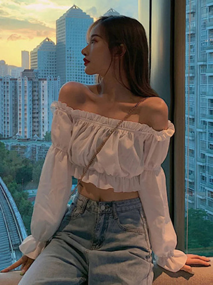 Women's Puff Sleeve Crop Top