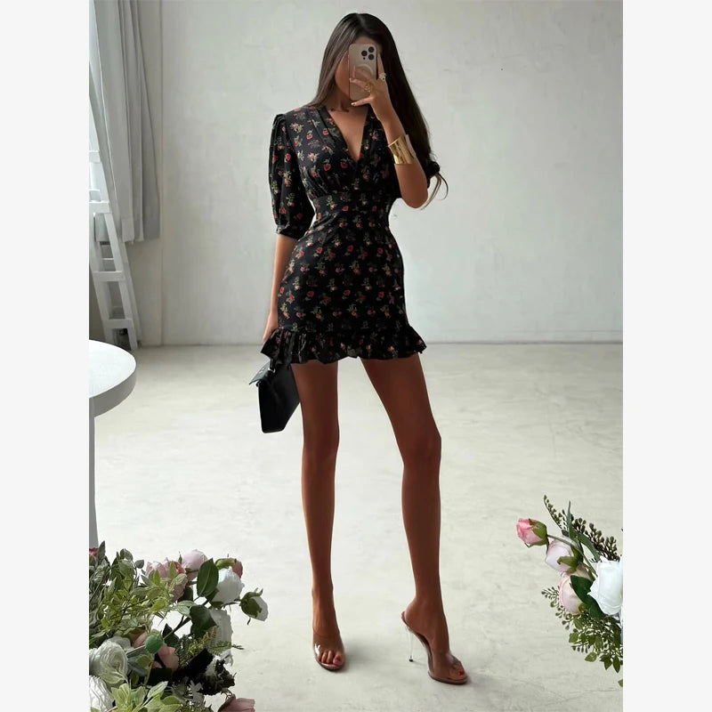 Women's Floral Bodycon Mini Dress
