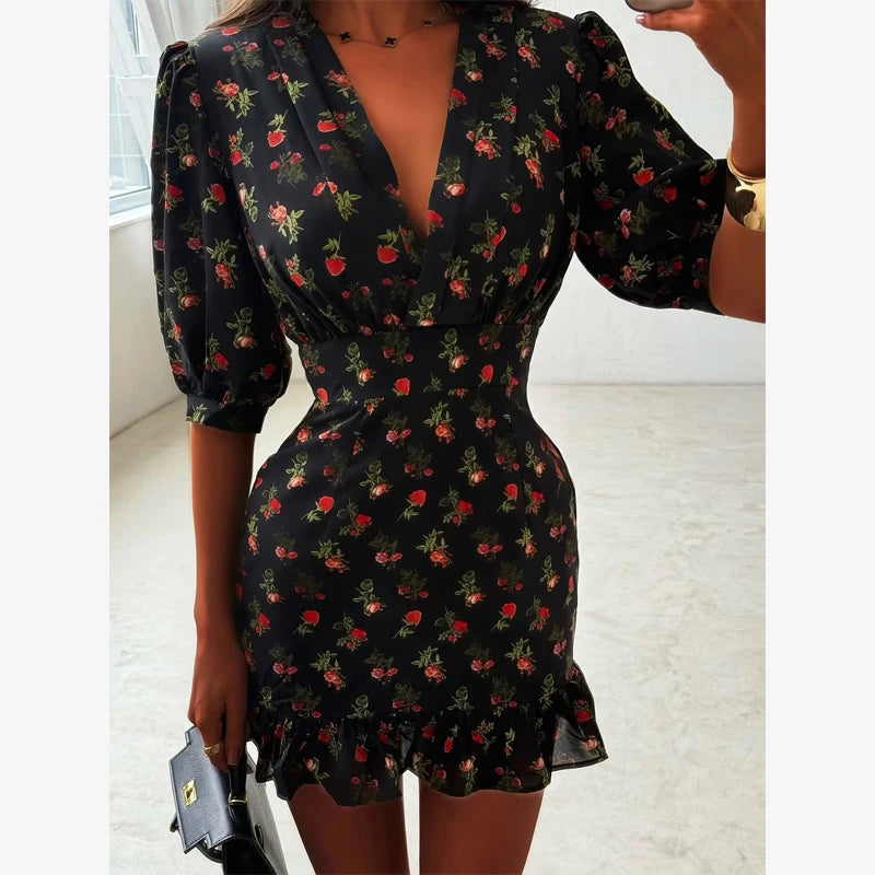 Women's Floral Bodycon Mini Dress