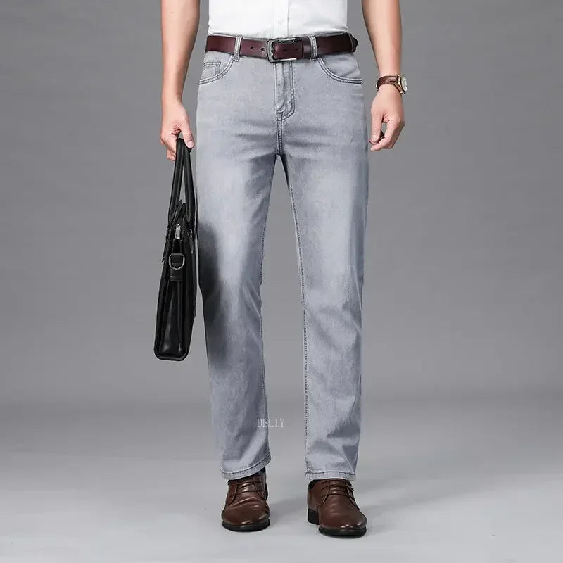 Men's Light Grey Straight Jeans