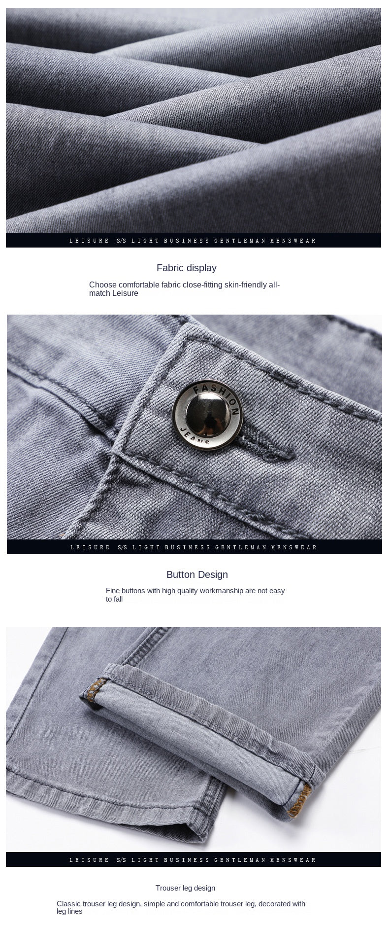 Men's Light Grey Straight Jeans