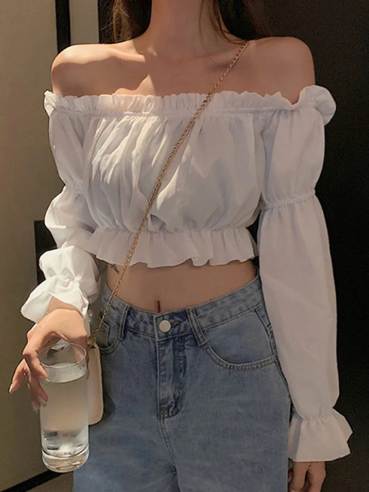 Women's Puff Sleeve Crop Top