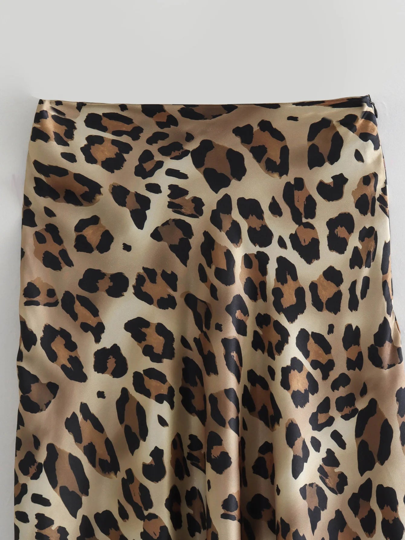 Women's Leopard Print Satin Skirt