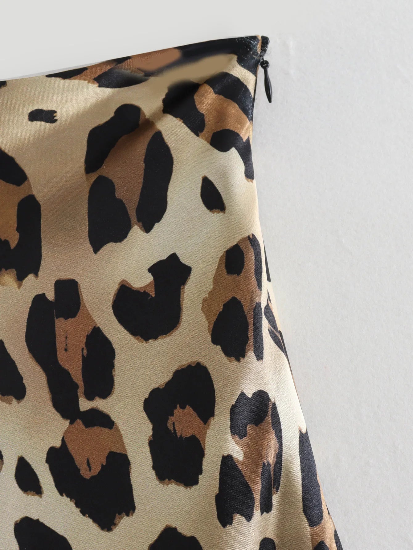 Women's Leopard Print Satin Skirt