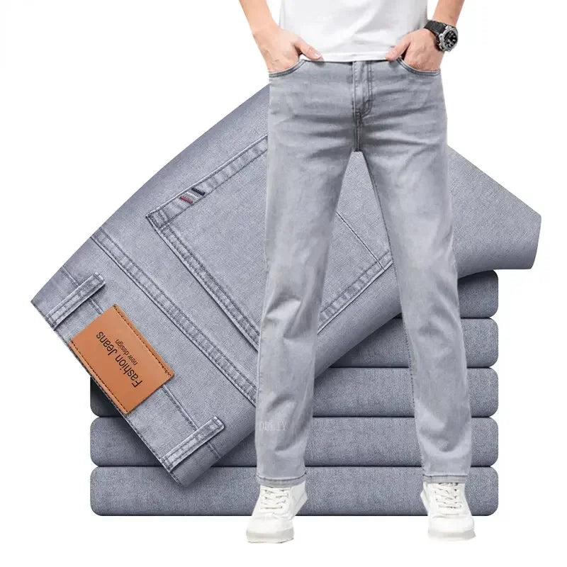 Men's Light Grey Straight Jeans