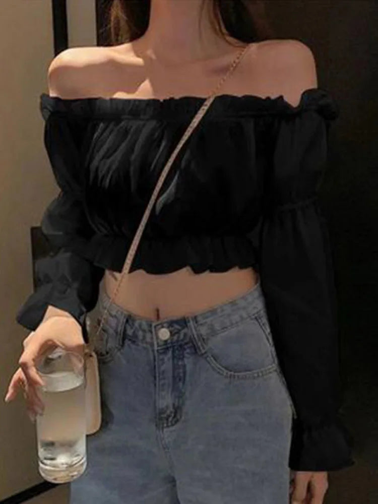 Women's Puff Sleeve Crop Top