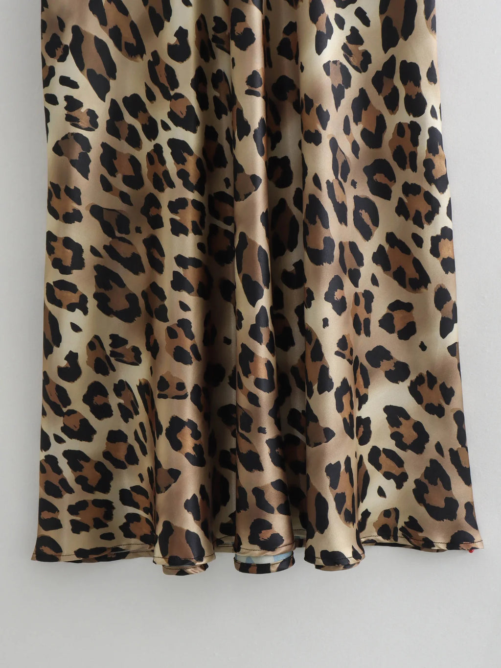 Women's Leopard Print Satin Skirt
