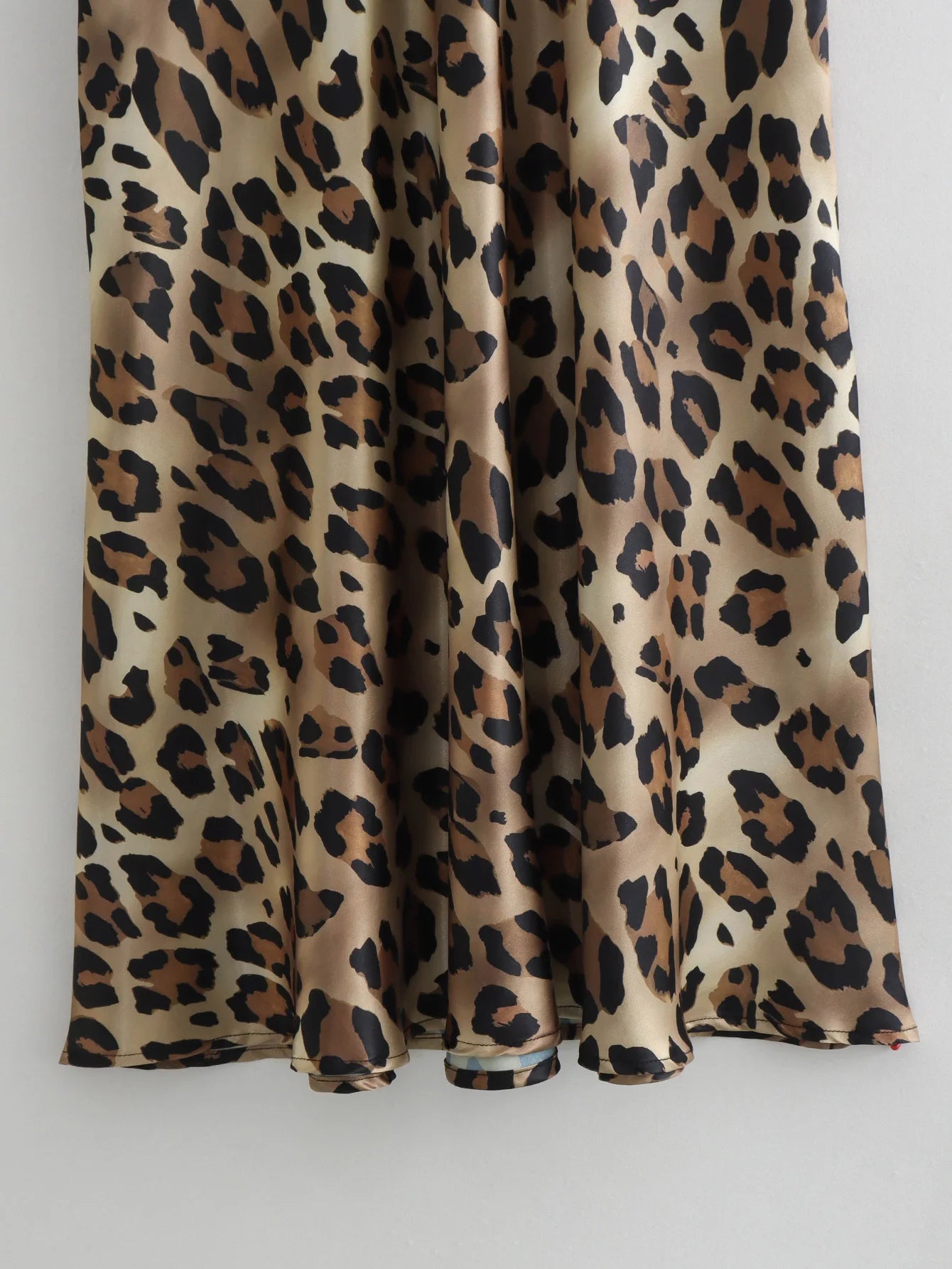 Women's Leopard Print Satin Skirt