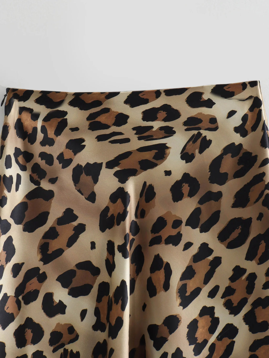 Women's Leopard Print Satin Skirt