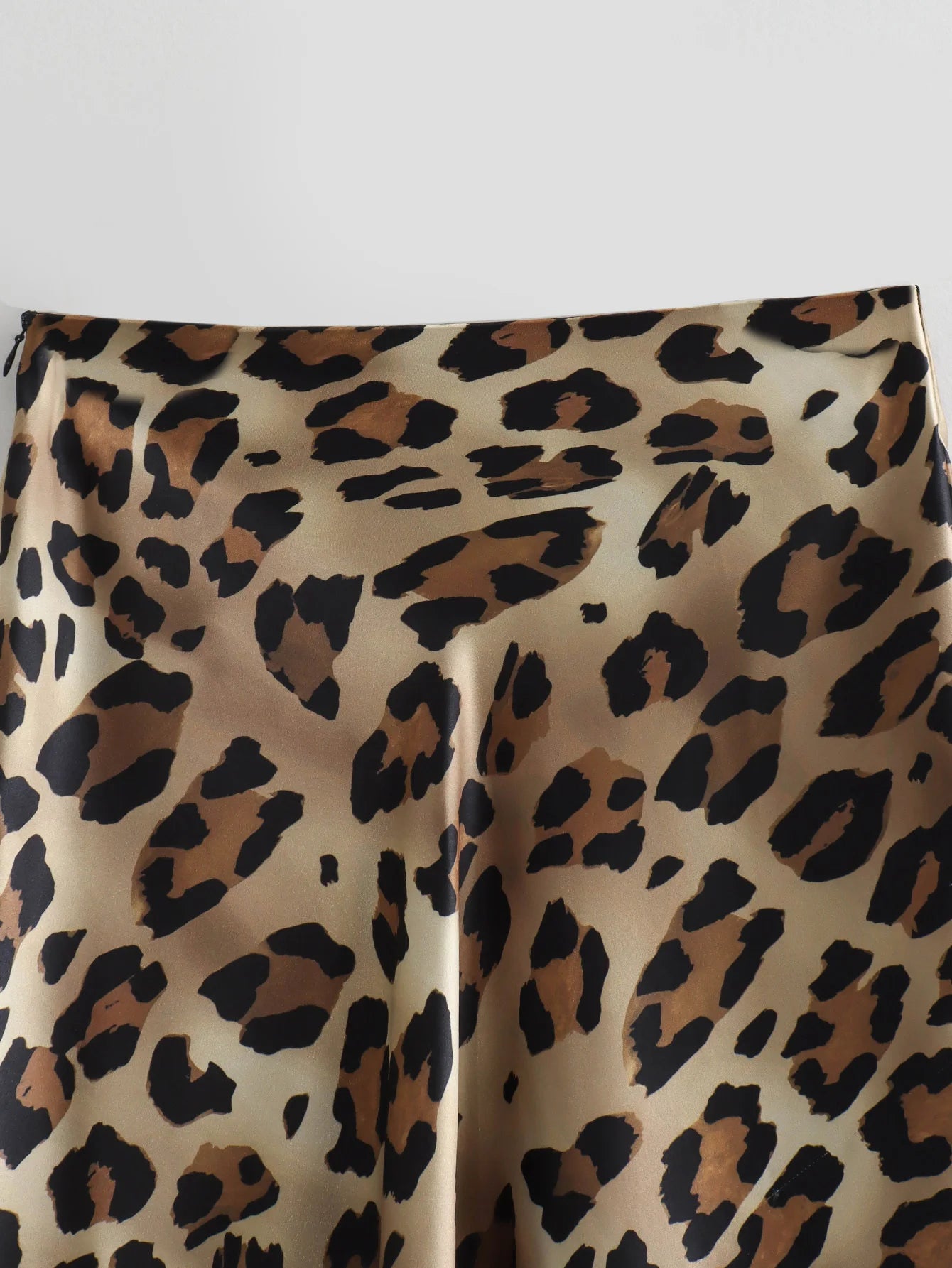 Women's Leopard Print Satin Skirt
