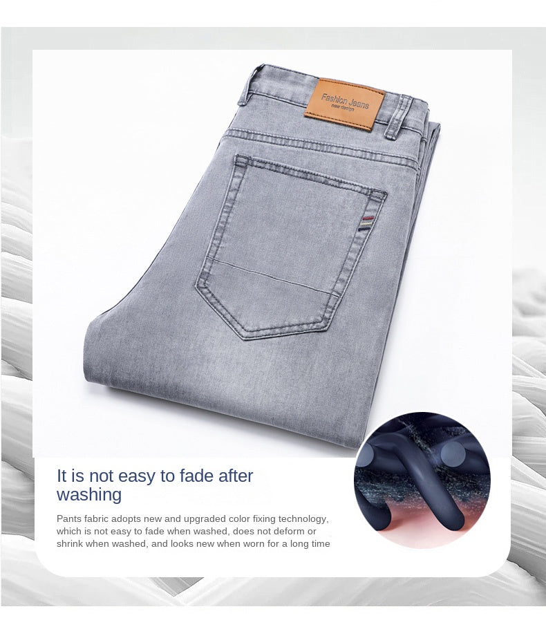 Men's Light Grey Straight Jeans