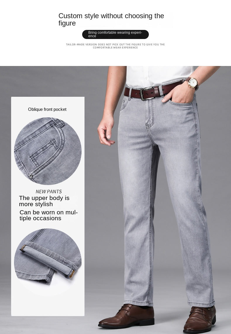 Men's Light Grey Straight Jeans