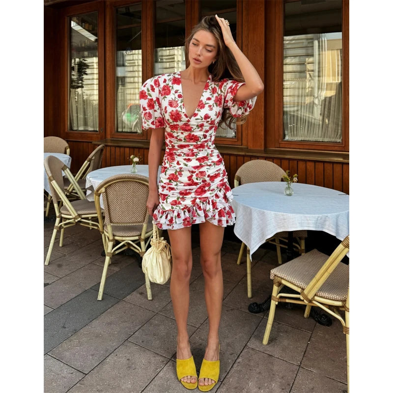 Women's Floral Bodycon Mini Dress