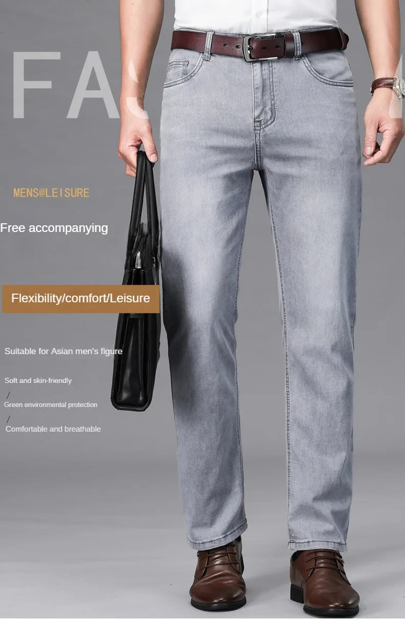 Men's Light Grey Straight Jeans