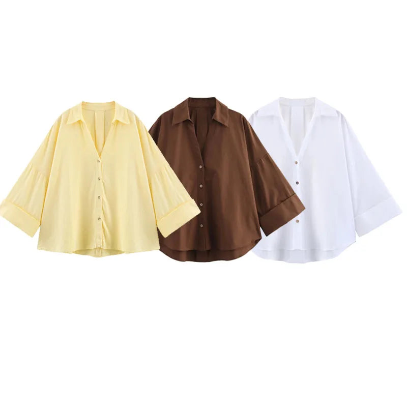 Women's V-Neck Loose Blouse