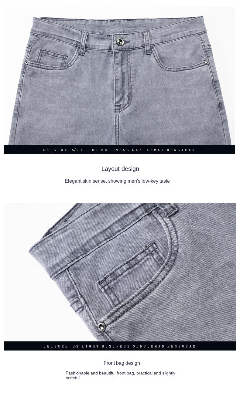 Men's Light Grey Straight Jeans