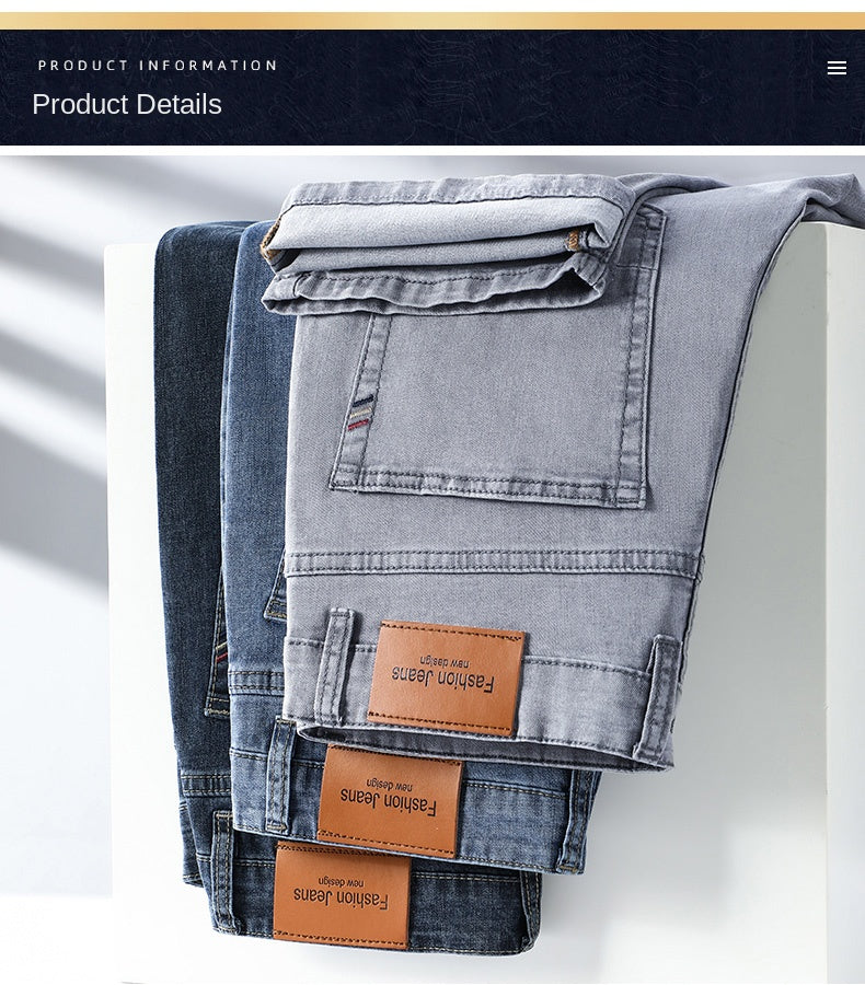 Men's Light Grey Straight Jeans