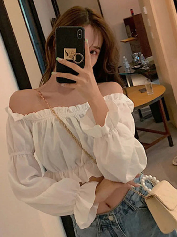 Women's Puff Sleeve Crop Top
