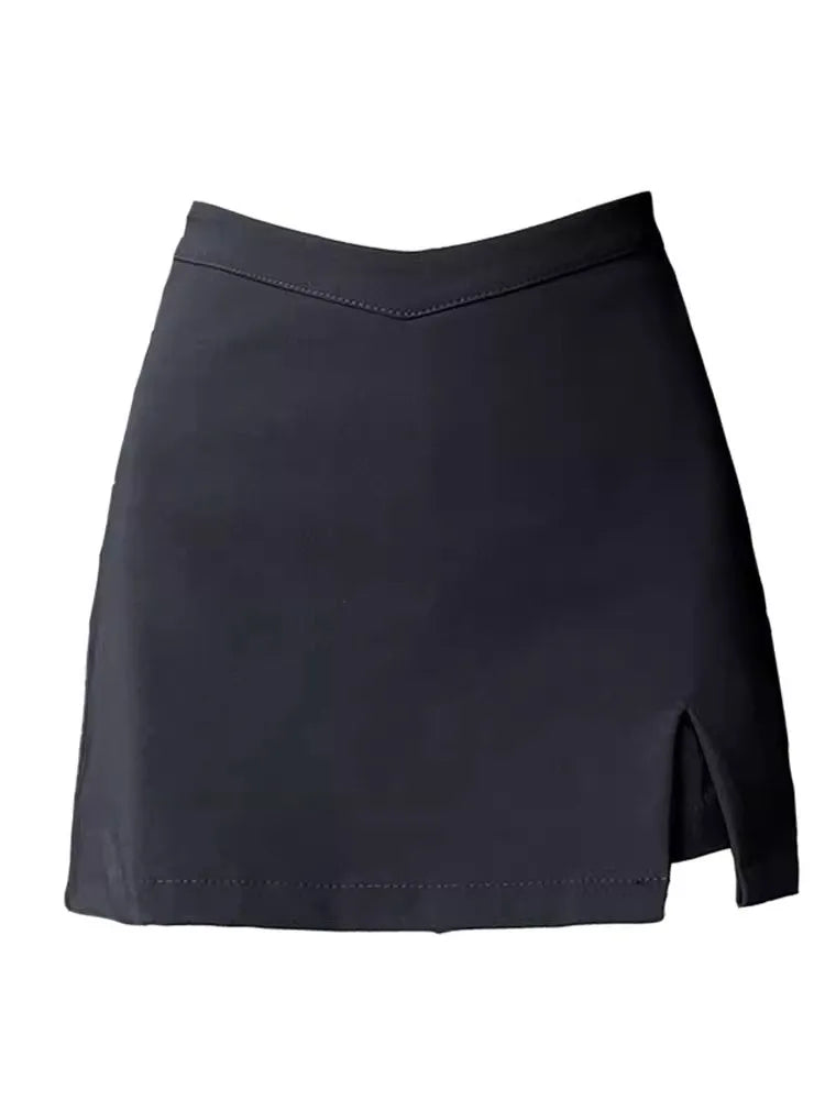 Women's Black Split Mini Skirt