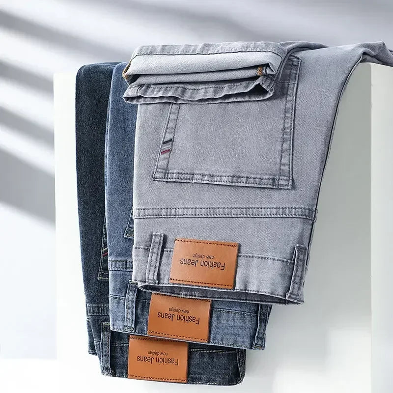 Men's Light Grey Straight Jeans