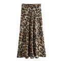 Women's Leopard Print Satin Skirt