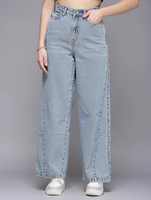 Women High Rise Denim Jeans - Light Blue