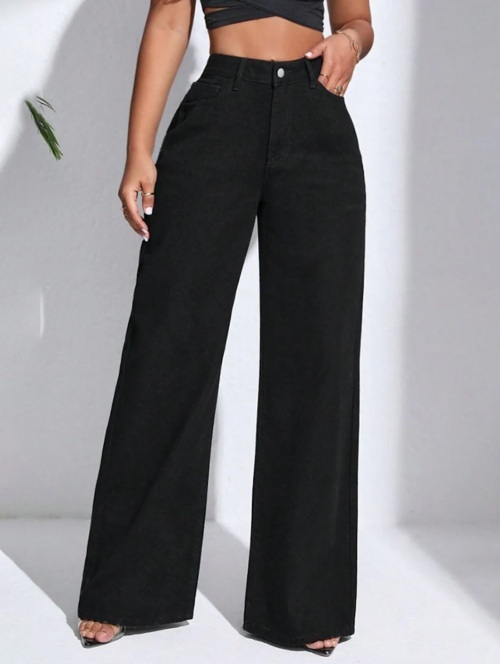 Women High Rise Denim Jeans - Black