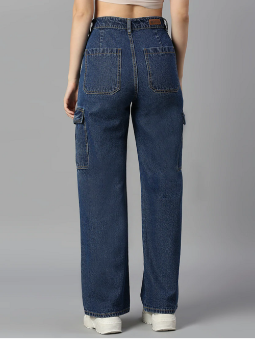 Women's Cotton  High Rise Denim Jeans - Blue